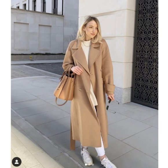 Zara Wool Blend Oversized Belted Coat - Picture 14 of 14